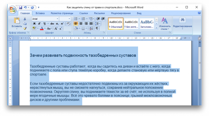 Microsoft Word hurtigtaster