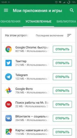 android google play: ubrukte programmer