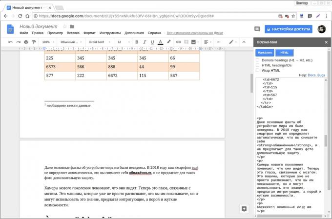 Google Dokumenter add-ons: GD2md-html