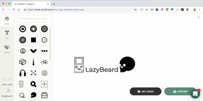 Hvordan lage en logo online på nettsiden Ucraft