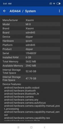 gjennomgang Xiaomi Mi 8: Innebygd minne
