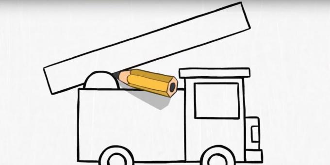 Hvordan tegne en brannbil: tegne trappene