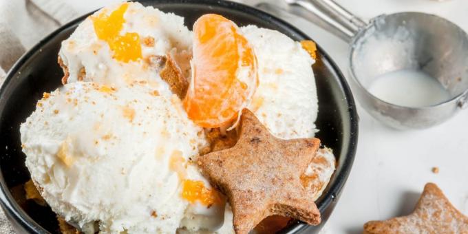 mandarin iskrem med rømme og kondensert melk