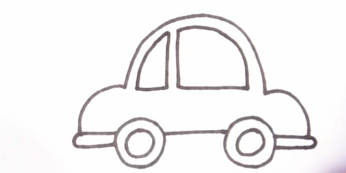 Hvordan tegne en bil: tegne et lite vindu