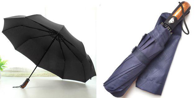 Paraply med trehåndtak