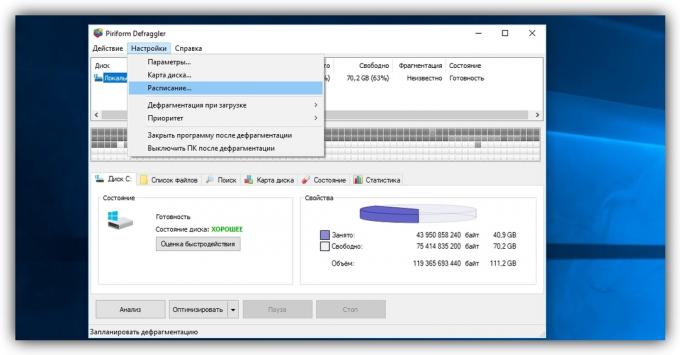 Diskdefragmentering i Windows XP ved hjelp Defraggler