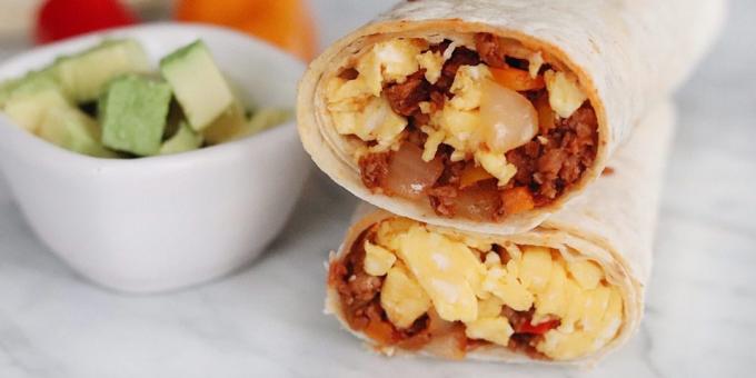 Burrito med eggerøre og chorrizo