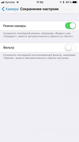 innovasjon iOS 11: Kamerainnstillinger
