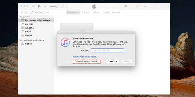 Slik oppretter du en Apple -ID: Klikk på "Opprett ny Apple -ID"