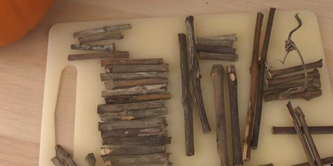 Håndverk fra gresskar: klippe grenene