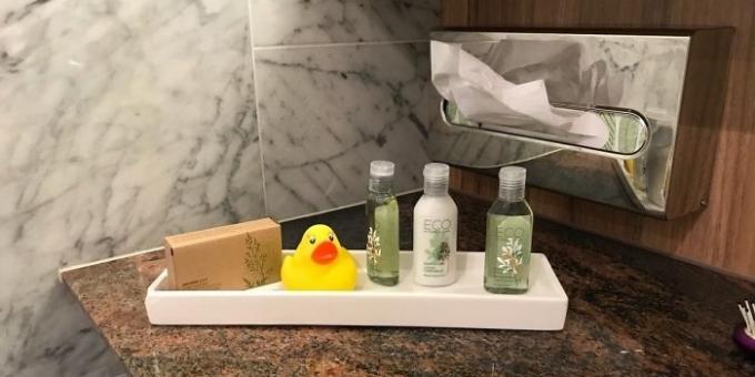 service hotell: duck på badet