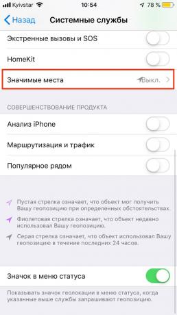 Databeskyttelse system i iOS 12: Slå av GPS-sporing leserloggen