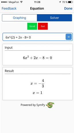 Mathpix: løsningen av likningen