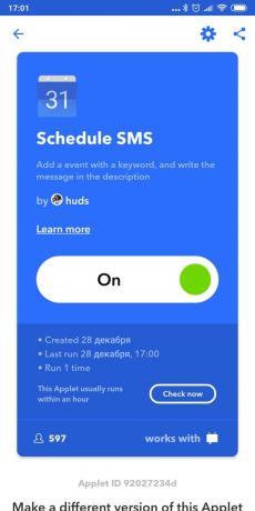 Planlegging SMS til Android: IFTTT
