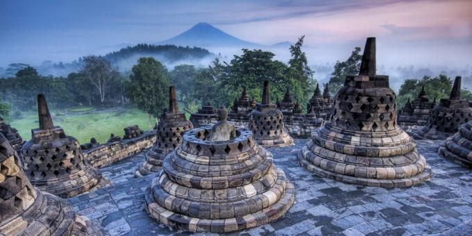 Asiatiske territorium er ikke forgjeves tiltrekker turister: tempel kompleks av Borobudur, Indonesia