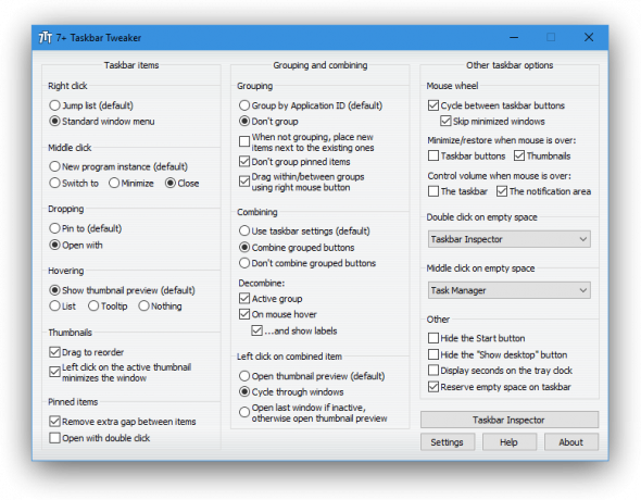 Gratis program for Windows: 7+ Taskbar Tweaker 