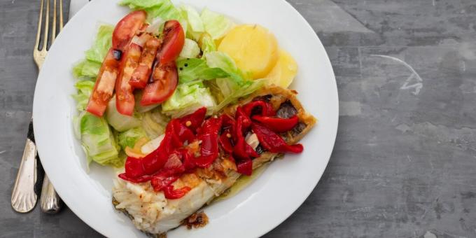 Fisk i ovnen: torsk med paprika