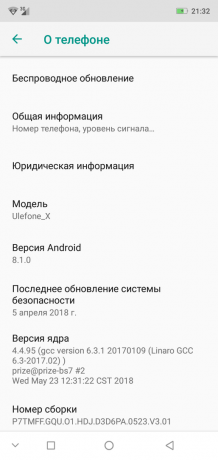 Smartphone Oversikt Ulefone X: Phone informasjon