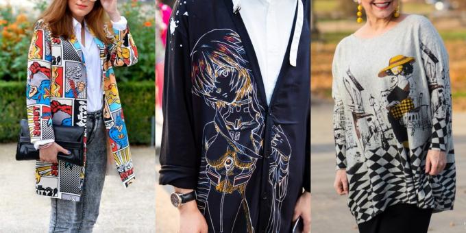 Trendy genser eller cardigan med grafiske trykk - 2019