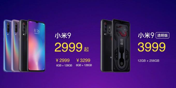 Funksjoner Xiaomi Mi 9: Priser