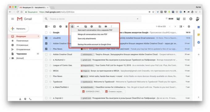 Lagre e-post til Google Disk