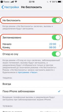 Konfigurering av Apple iPhone: bruke "Ikke forstyrr" -modus
