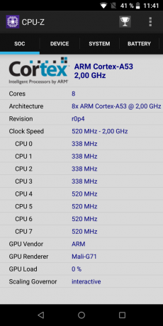Ulefone Strøm 5. CPU-Z