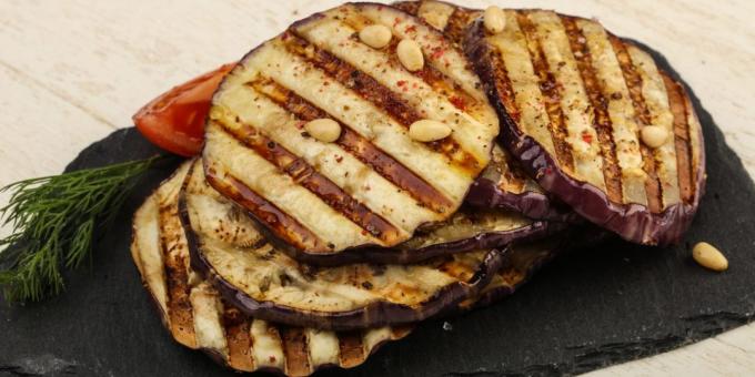 Grillet aubergine med honning, hvitløk og balsamicoeddik
