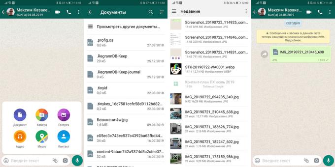 Hvordan sende et bilde i full størrelse i WhatsApp for Android