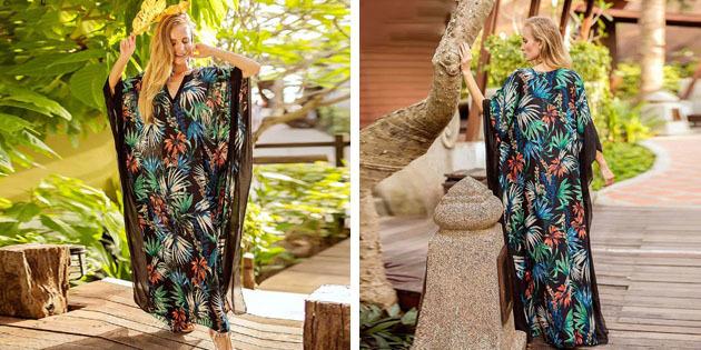 Strand kjole: kjole med tropiske utskrifter