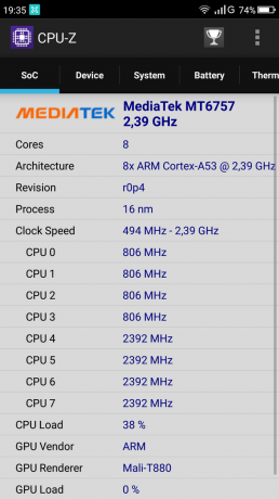 Umidigi S: CPU-Z prosessor