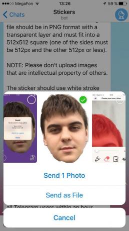 Hvordan lage klistremerker for Telegram: sende bildet som en fil