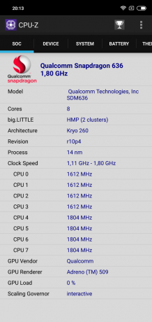 Oversikt Xiaomi redmi Note 6 Pro: CPU-Z