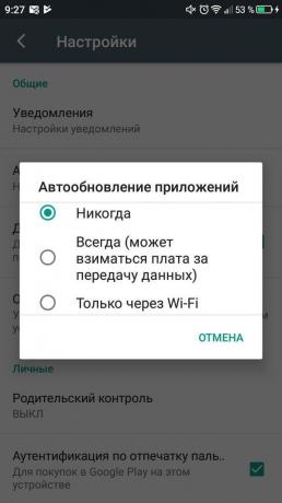 Deaktiver automatisk oppdatering på Android. innstillinger for Automatiske oppdateringer