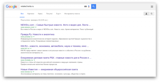 Søk i Google: Søk lignende nettsteder