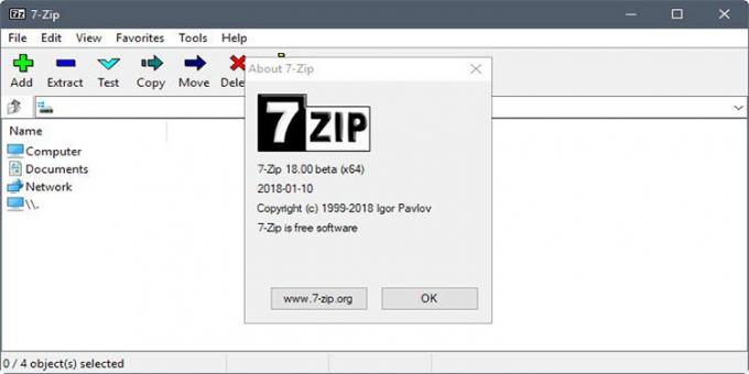 7zip - et fritt program for å skape og å ekstrahere arkiver