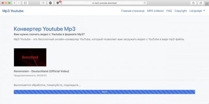 Hvordan laste ned musikk fra YouTube ved hjelp av en elektronisk tjeneste YouTube Mp3
