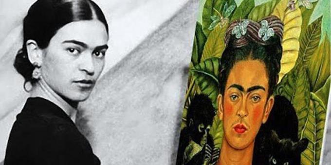 Frida Kahlo med hennes selvportrett