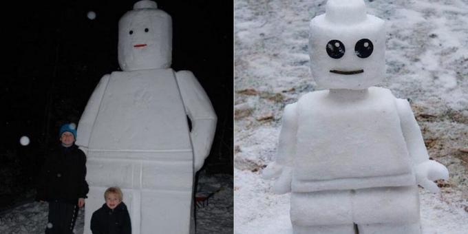 Snø former med hendene: Lego mann