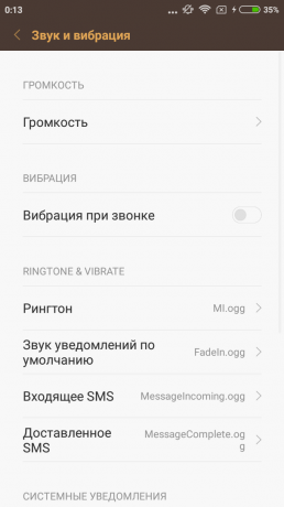 Xiaomi redmi 3s: lyd og vibrasjon