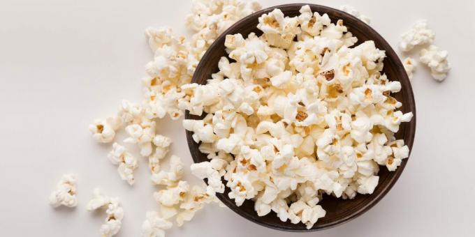 Hvilke matvarer inneholder mye fiber: popcorn