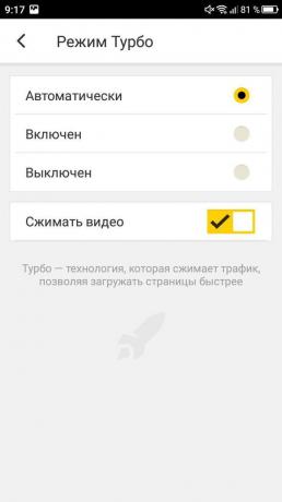 Hvordan du slår på turbo-modus i Yandex. Nettleser: Turbo-modus