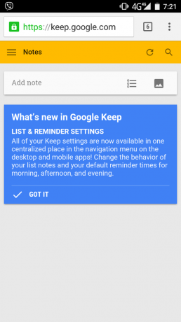 Google Keep: oppdatering