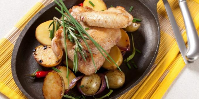 Kyllingvinger bakt i ovnen med nye poteter