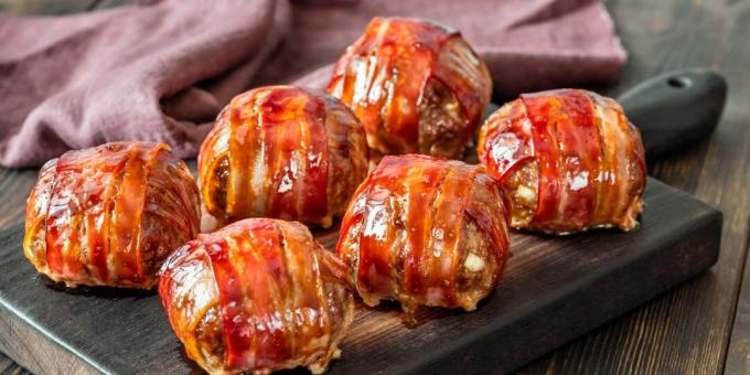Kjøttboller bakt i bacon