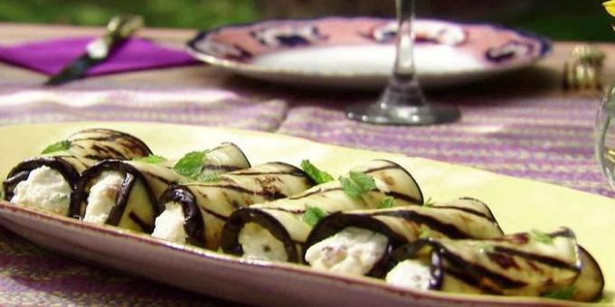 Aubergine ruller med ricotta, fiken og mynte