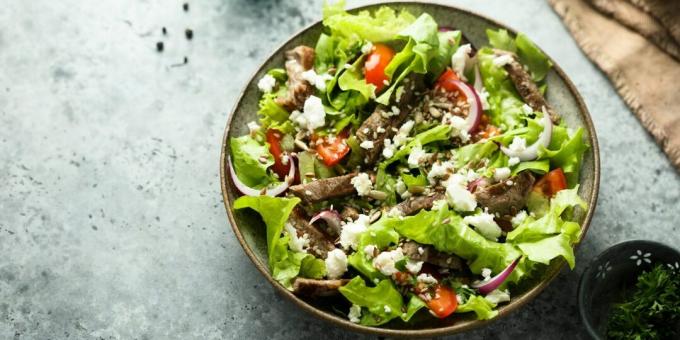 Biff salat med oliven-sitron dressing