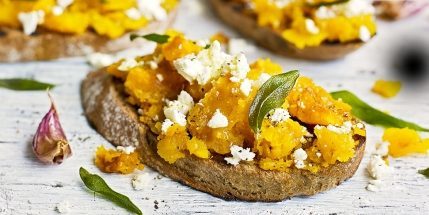 Gresskar retter: Bruschetta med gresskar og geitost