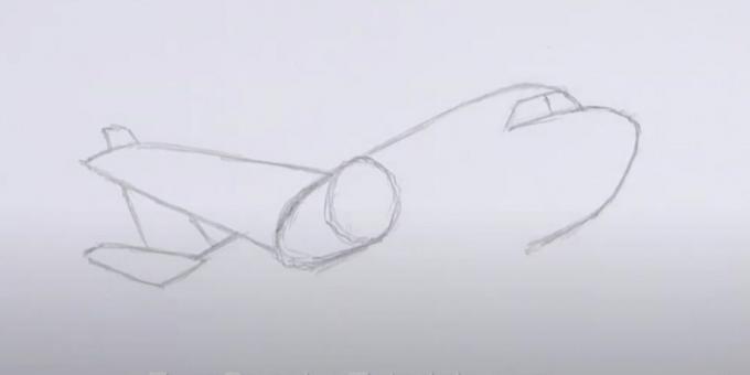 Hvordan tegne et fly: skildre nese, hale og vinge