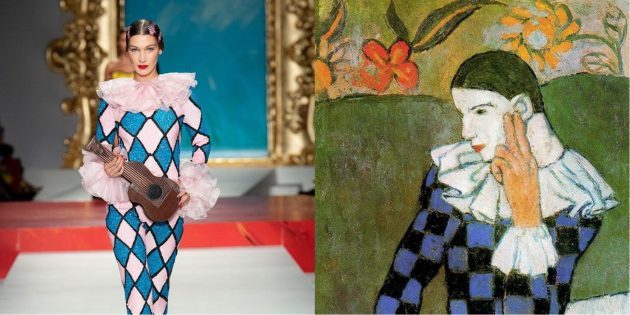 Modell Moschino og Picasso "skjeve Harlequin"
